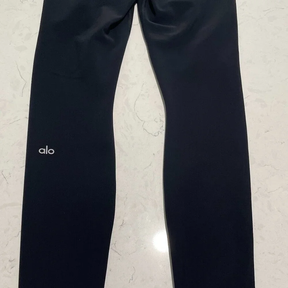 Alo Yoga High Waisted Ripped Warrior Leggings Black Full Length Women’s Small